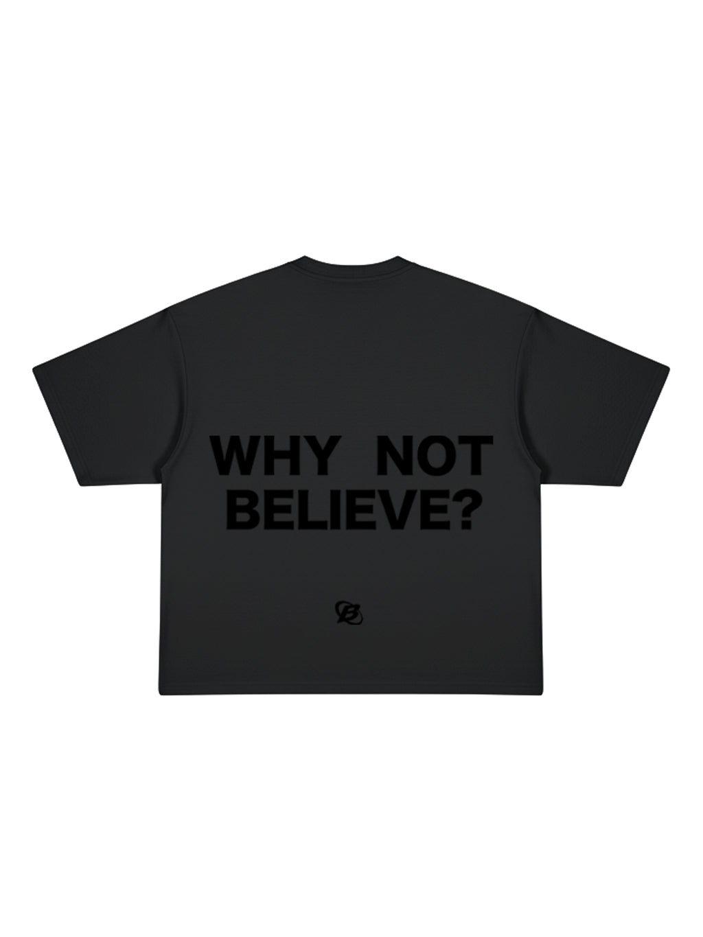Boxy Fit - Why not believe? Gris pizarra