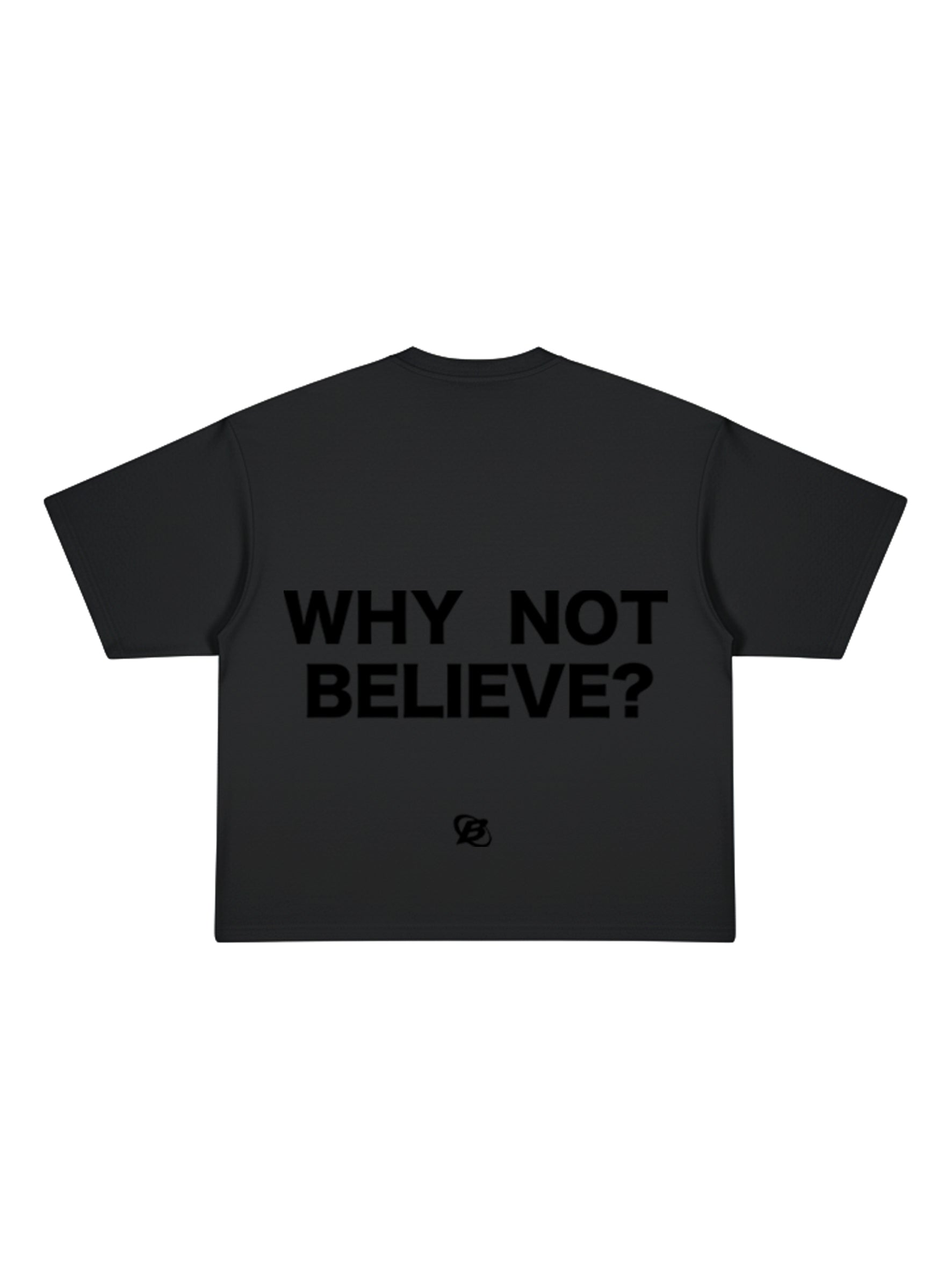 Boxy Fit - Why not believe? Gris pizarra